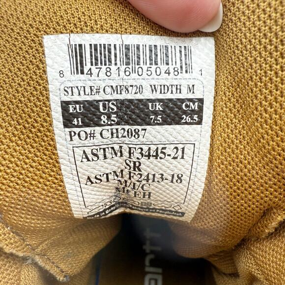 Carhartt Men Rugged Flex 8" Composite Toe Work Boot US 8.5 EU 41.5 Brown WP GUC - Picture 12 of 14